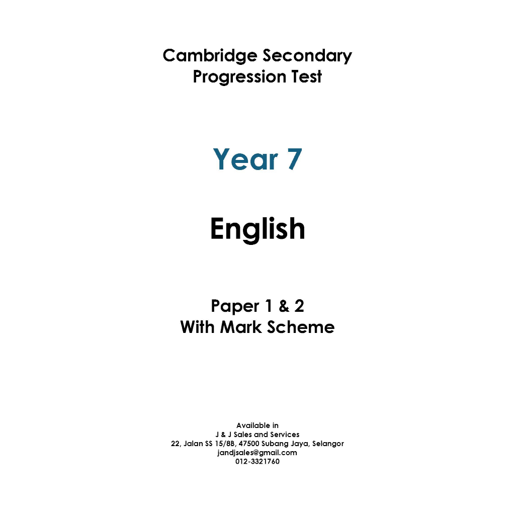 Cambridge secondary year 7 progression test paper shopee malaysia