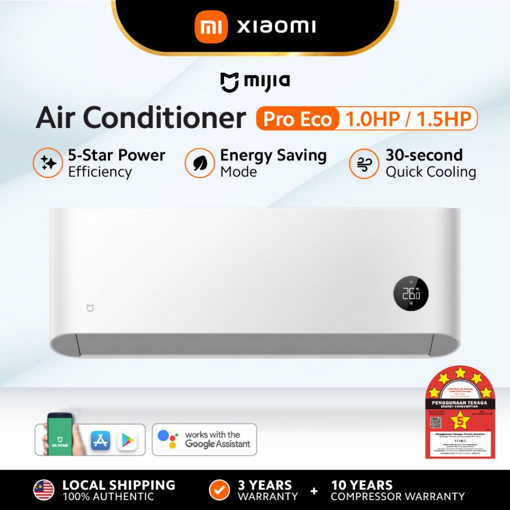 Mijia Air Conditioner Pro Eco (1.0HP/1.5HP) | Inverter | 5 Star Energy ...