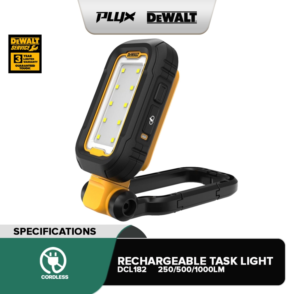 Dewalt DCL182 USB Type C Rechargeable LED Task Light Max 1000lm IP54 ...