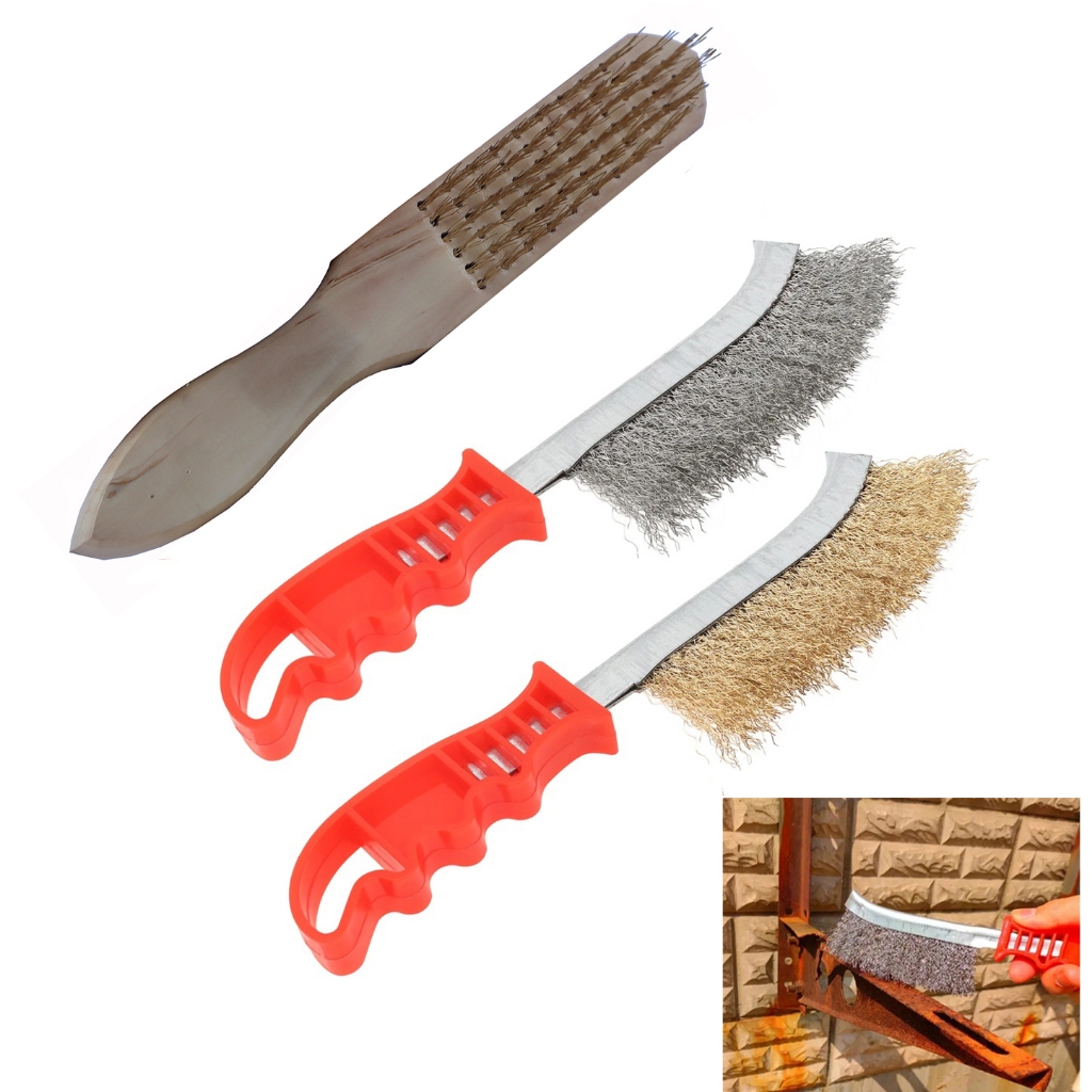 Brass Wire Brush with PVC Handle Rust Metal Cleaning Scrubbing Brush ...