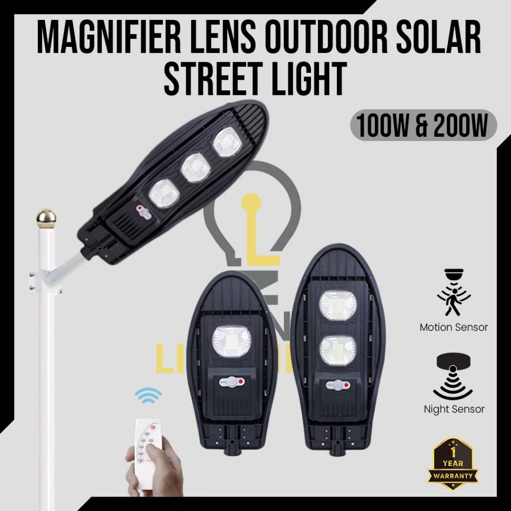 Magnifier lens IP65 OUTDOOR SOLAR STREET LIGHT 100W 200W | Shopee Malaysia