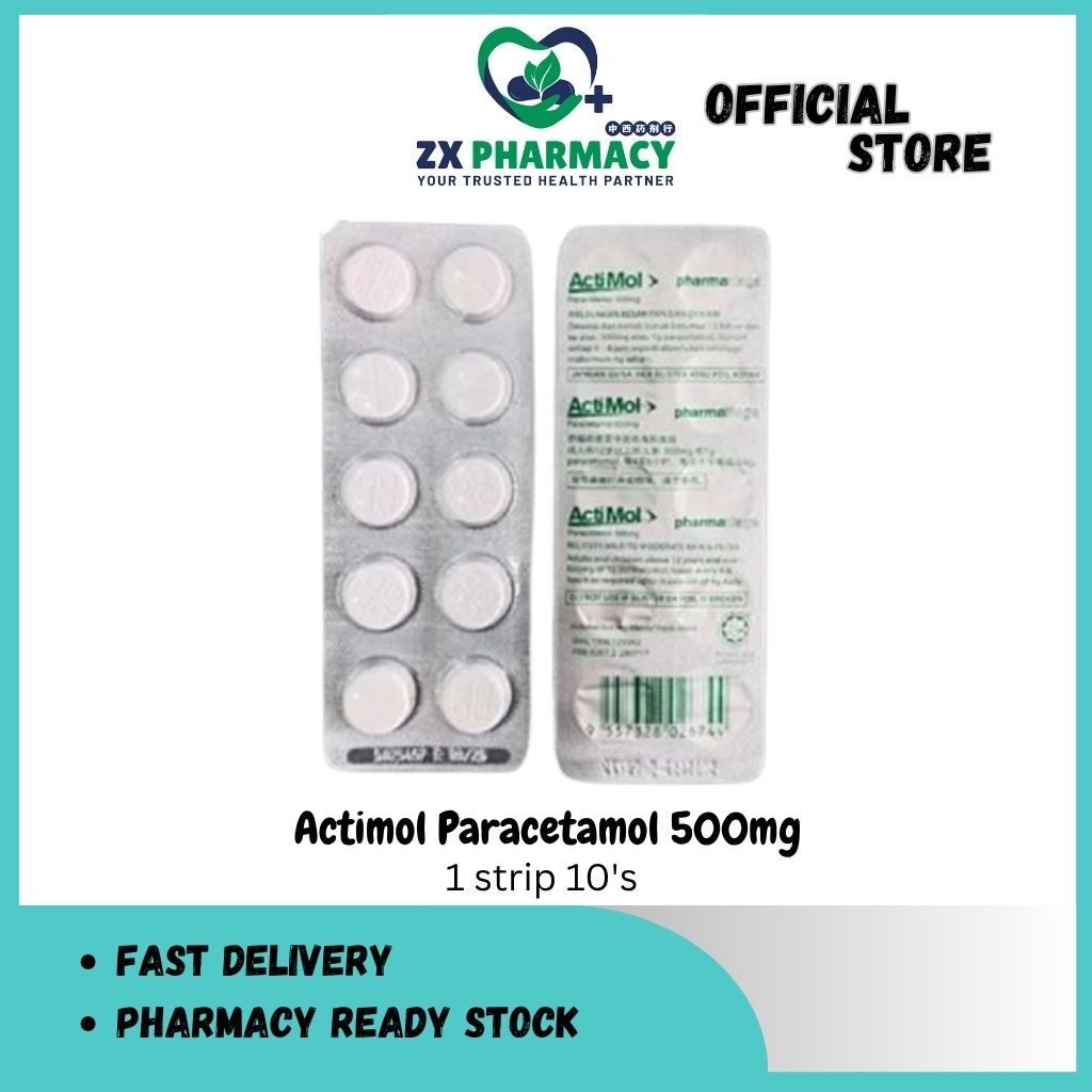 Pharmaniaga Actimol Paracetamol 500mg Strip of 10 Tabs | Shopee Malaysia