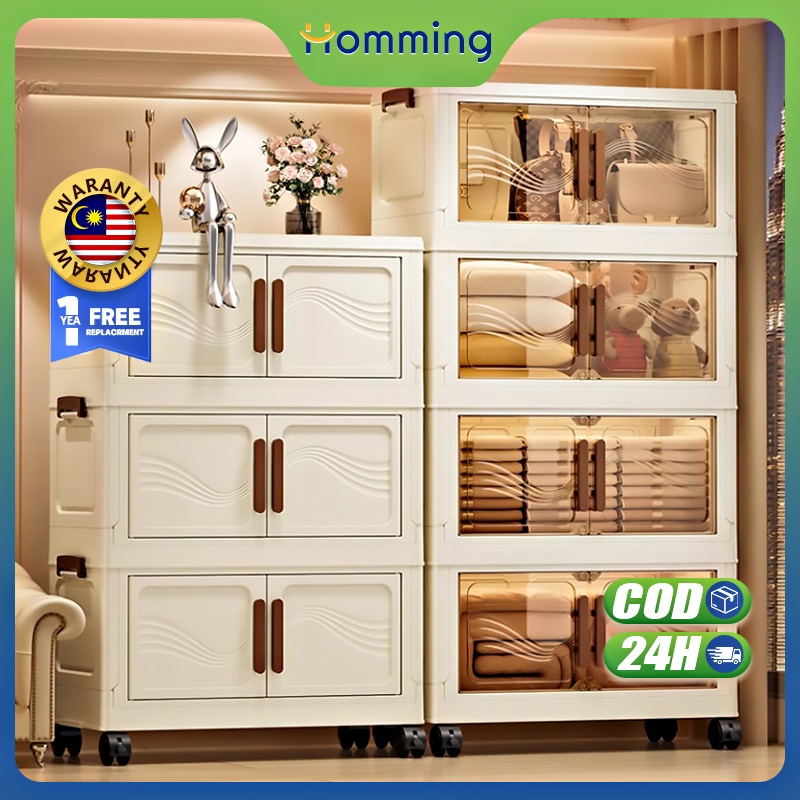 Homming 5/4/3 Layers Foldable Storage Cabinet Double Doors ...