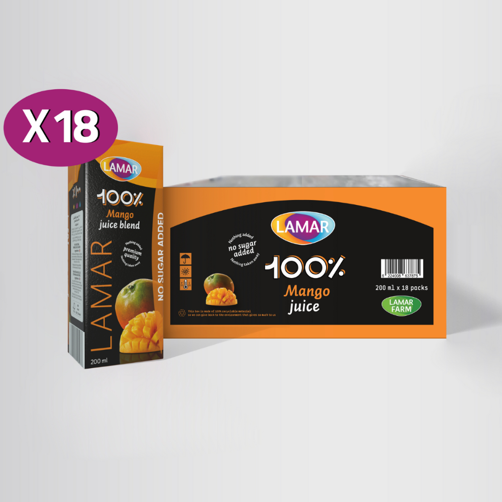 LAMAR 100% Natural Juice, 200ml X 18 pcs] Tiada Gula Tambahan - Main Image