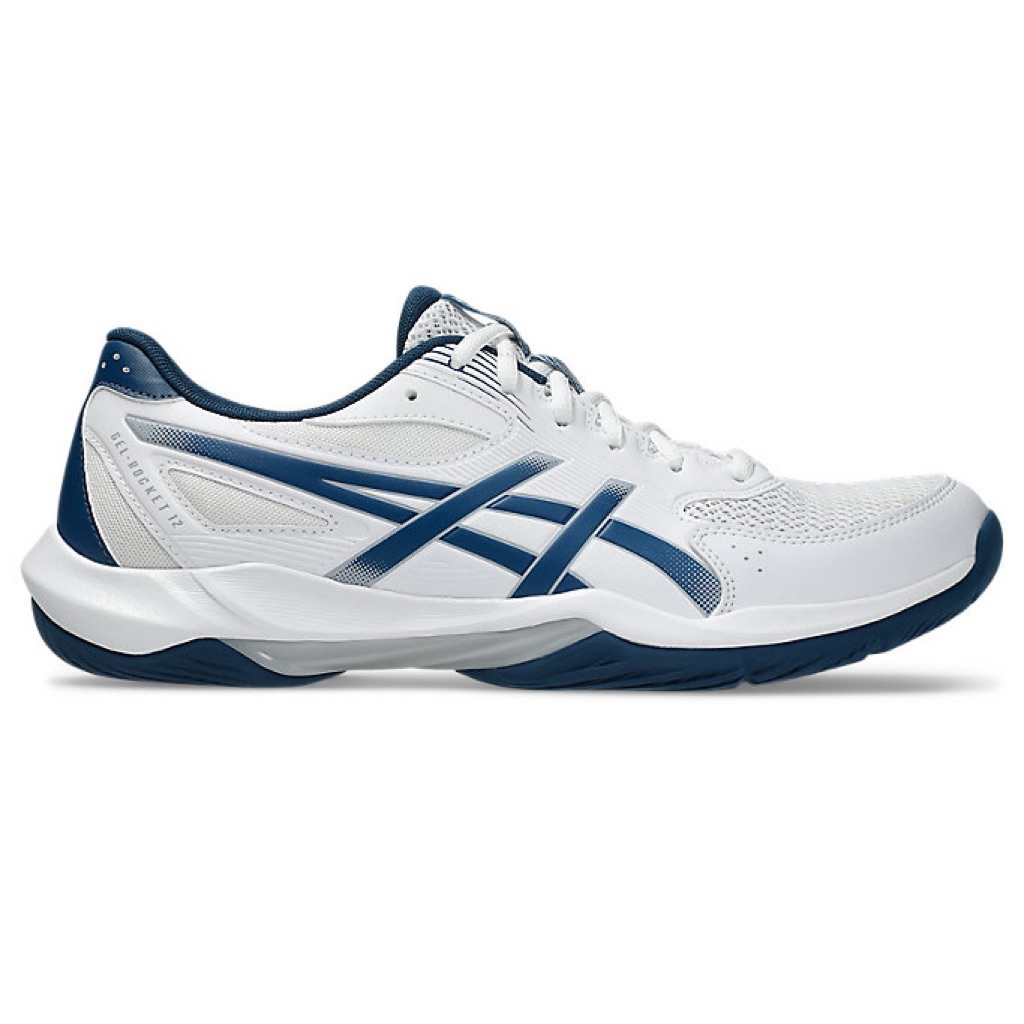 Asics gel rocket 12 indoor court shoe (MEN) white/mako blue | Shopee ...