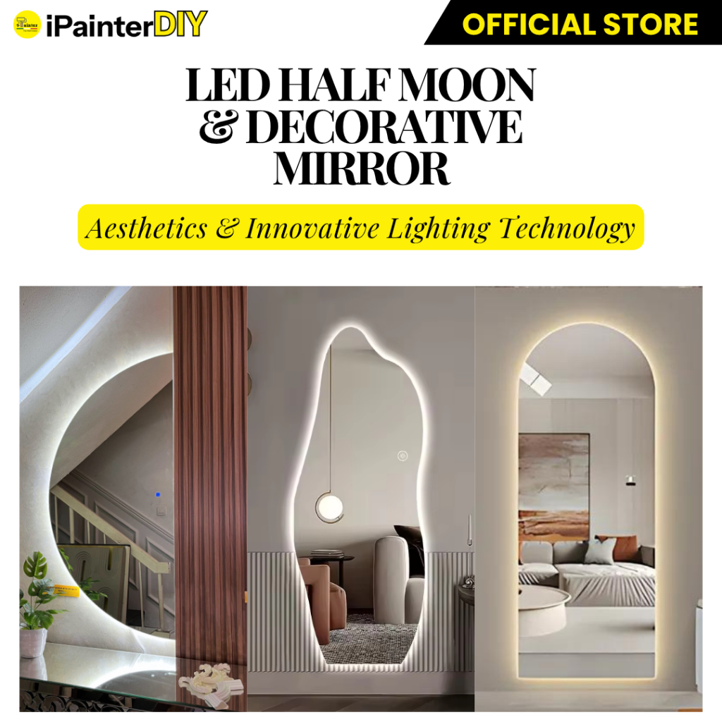 iPainterDIY LED Halfmoon dan Decorative Mirror Dengan 3 Tona Cahaya ...