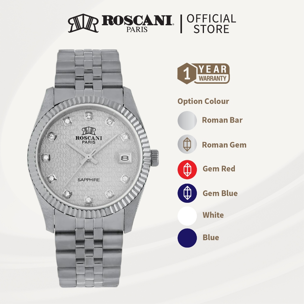 Roscani Carson S 497S (Sapphire Crystal + Magnified Date) Bracelet Men ...