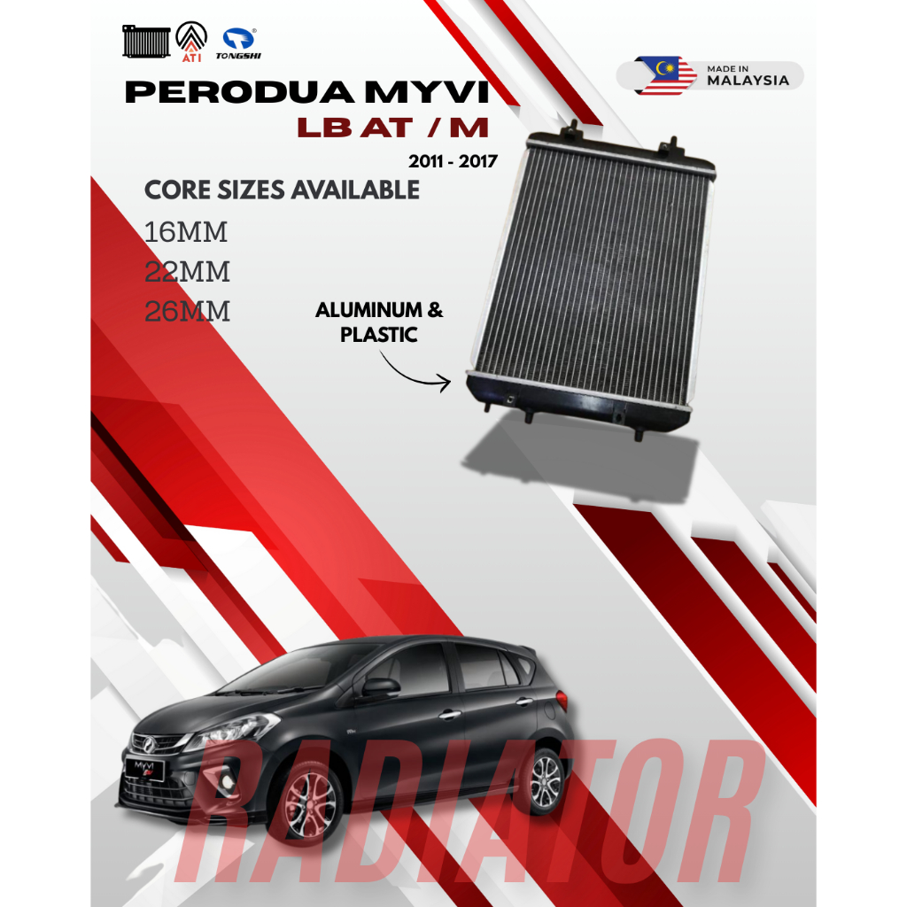 RADIATOR ASSY OEM - PERODUA MYVI -LAGI BEST D54T 2011-2017 1.3/1.5CC ...