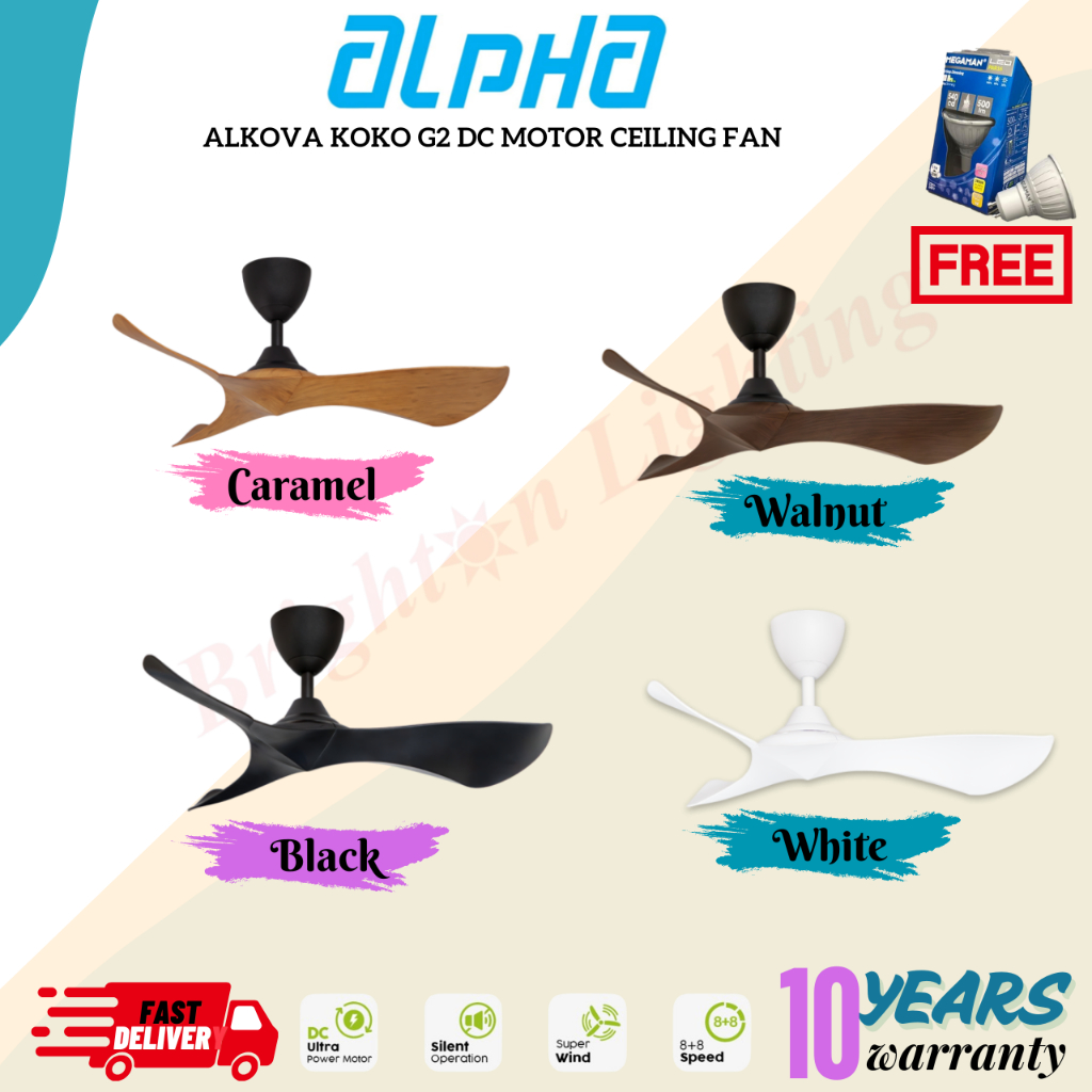 [NEXT DAY DELIVERY] ALPHA Alkova KOKO G2 DC Motor Ceiling Fan with 12 ...