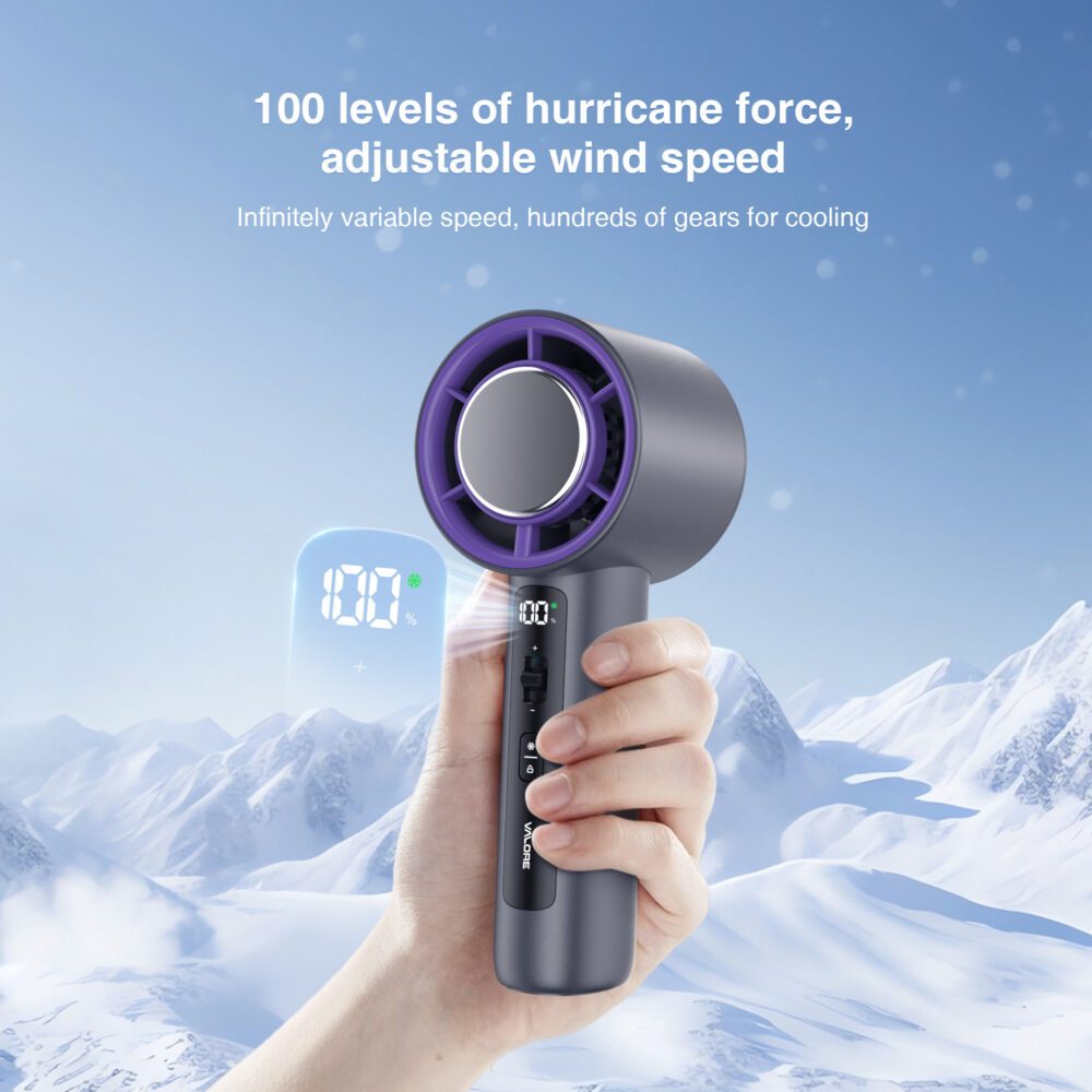 Valore FA-008 High-Speed Portable Fan Light and Compact 100 Speeds of ...