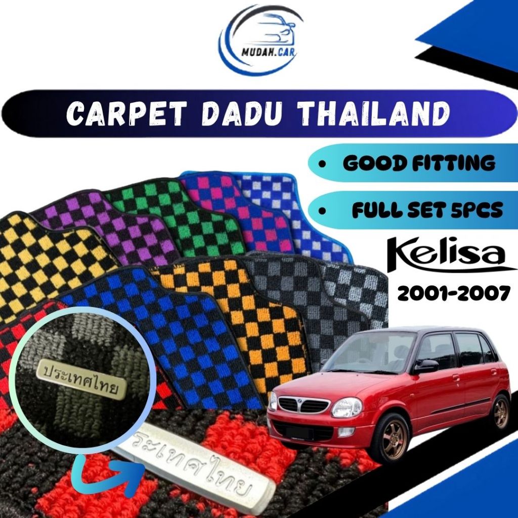Perodua Kelisa 2001-2007 Dadu Karpet Thailand Anti Slip Carpet Full Set ...