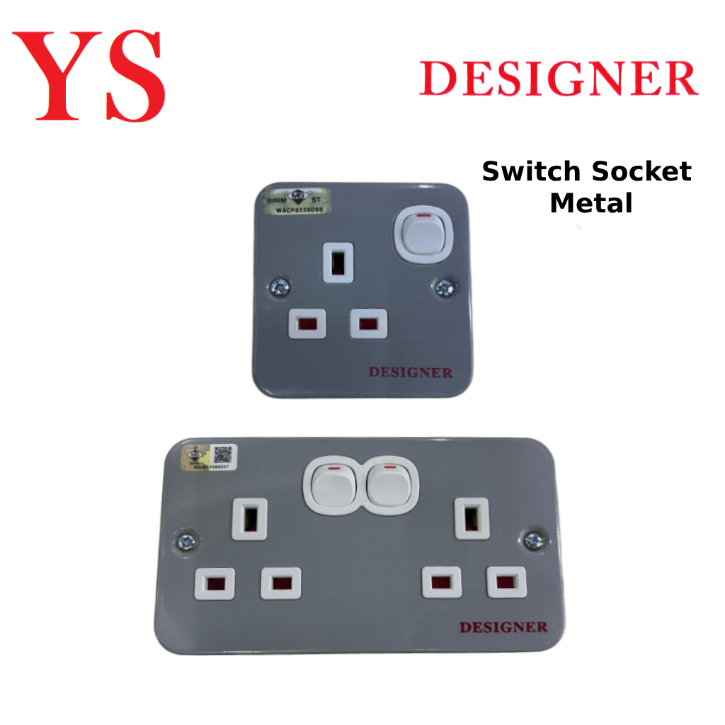 Designer 13AMP Metal Switched Socket Outlet | 1 Gang | 2 Gang (SIRIM ...
