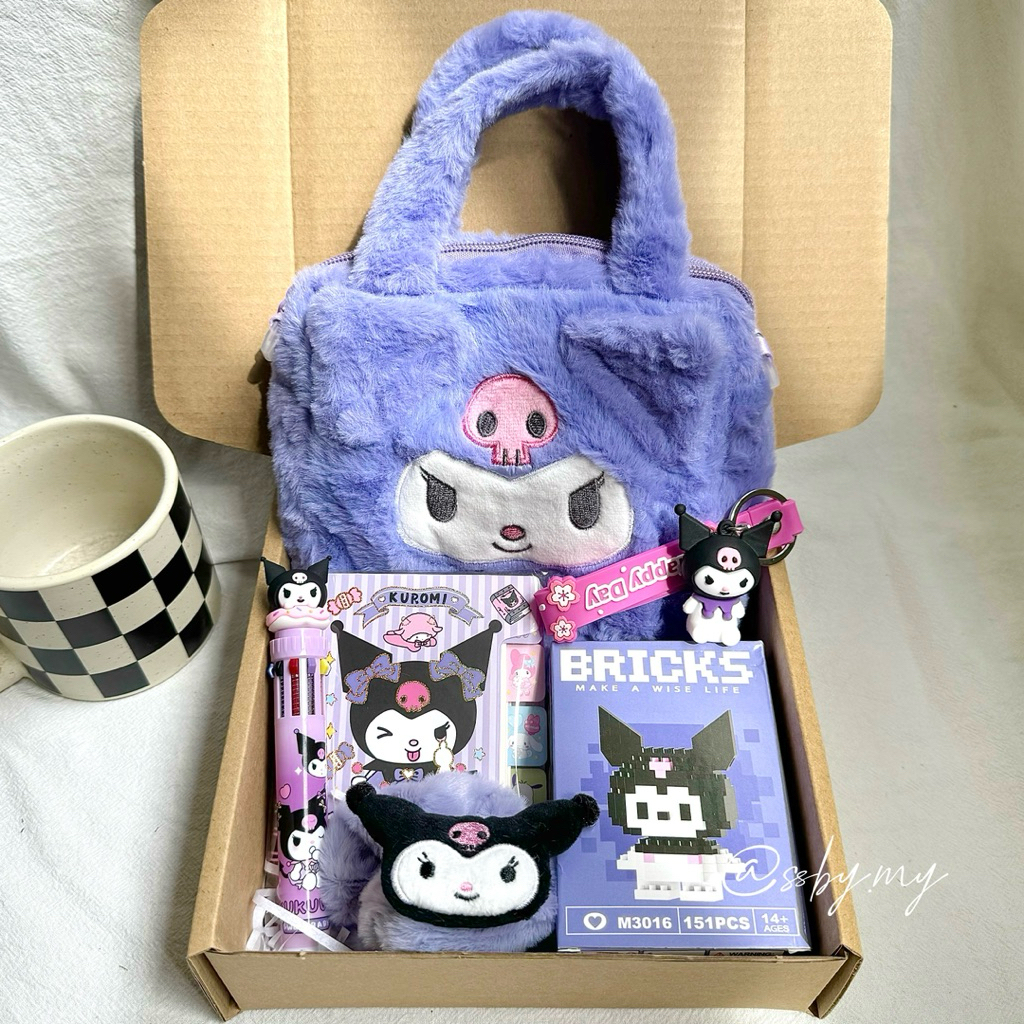 Gift Box Set Kuromi Cartoon Box Kids Sanrio Plush Bag Birthday Gift Box ...