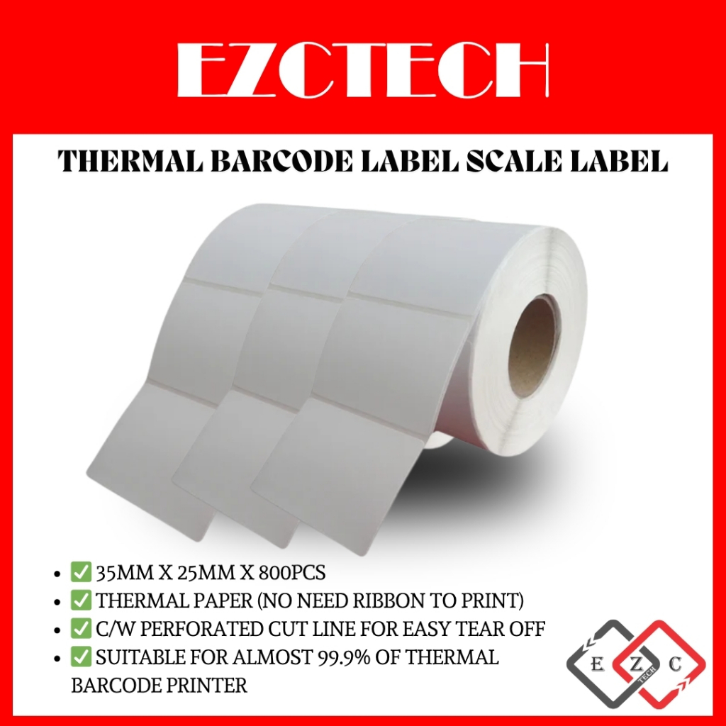 35*25MM*800pcs THERMAL BARCODE PERFORATED CUT LABEL SCALE LABEL ...