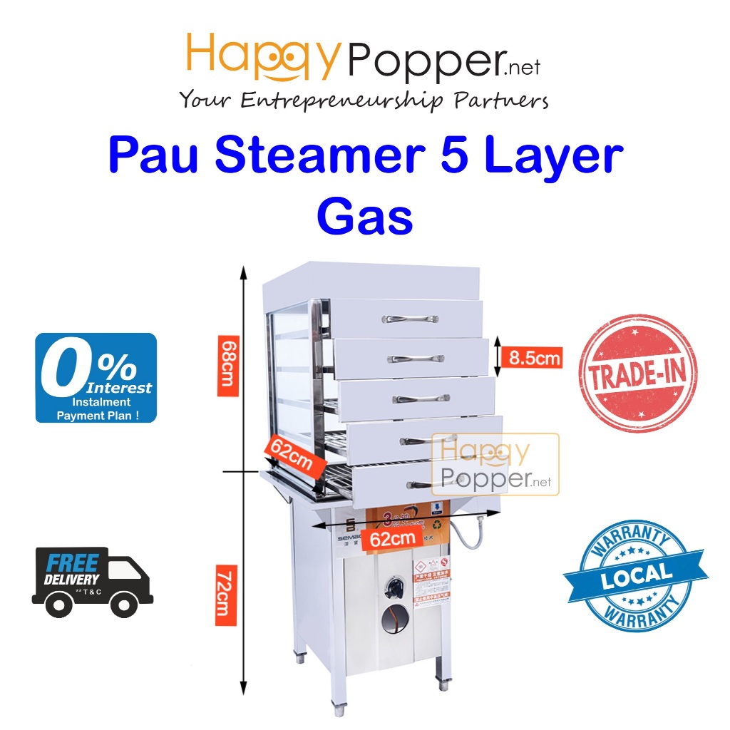 Happypopper Commercial Gas Pau Pao Dim Sum Steamer 5 Layer 5layer ...