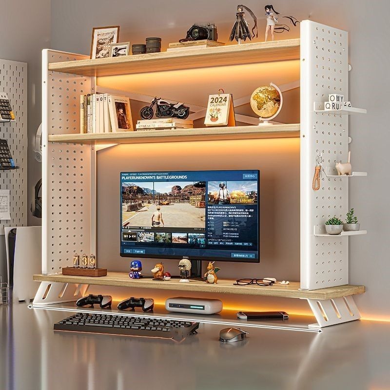 Desktop Pegboard Storage Rack No-Drill Study Desk Bookshelf Organizer ...