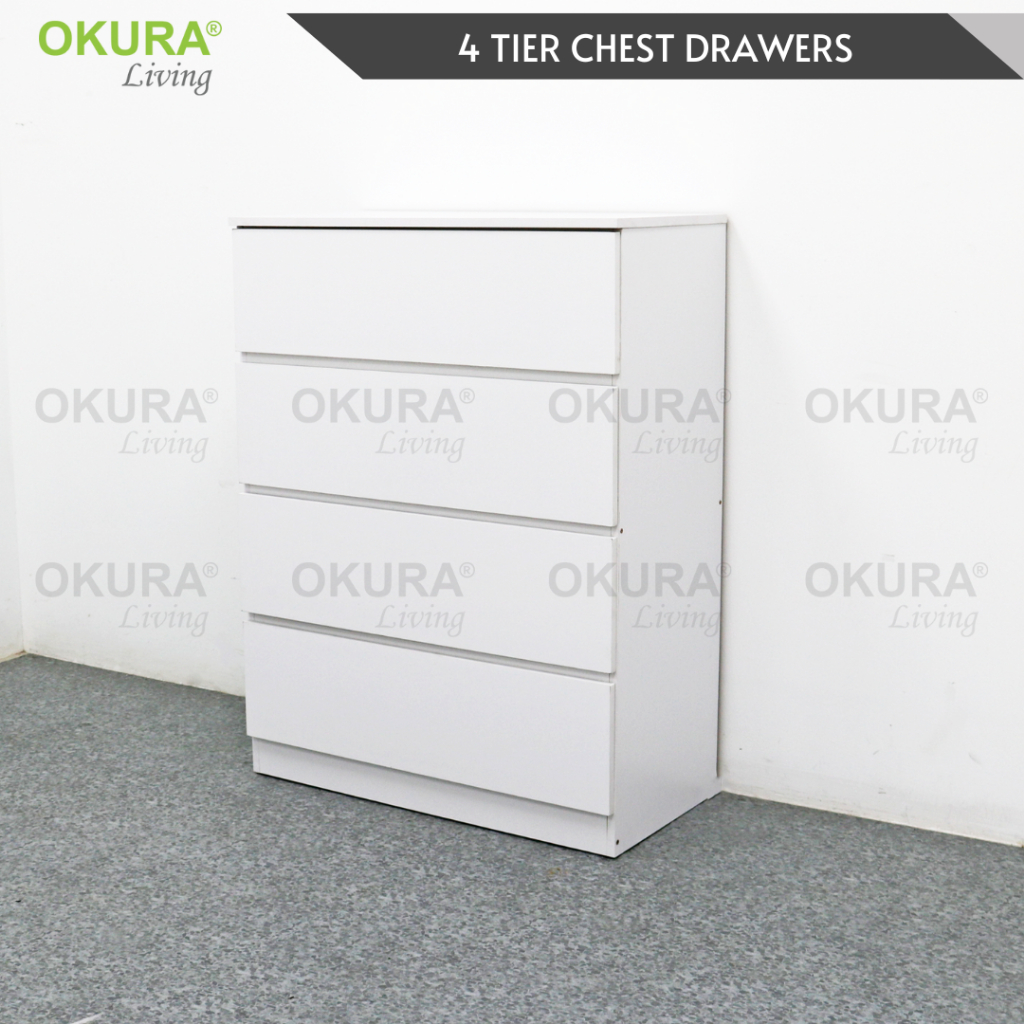 OKURA Bigger Size Chest Drawer with 4 Layer Drawer Storage Cabinet ...