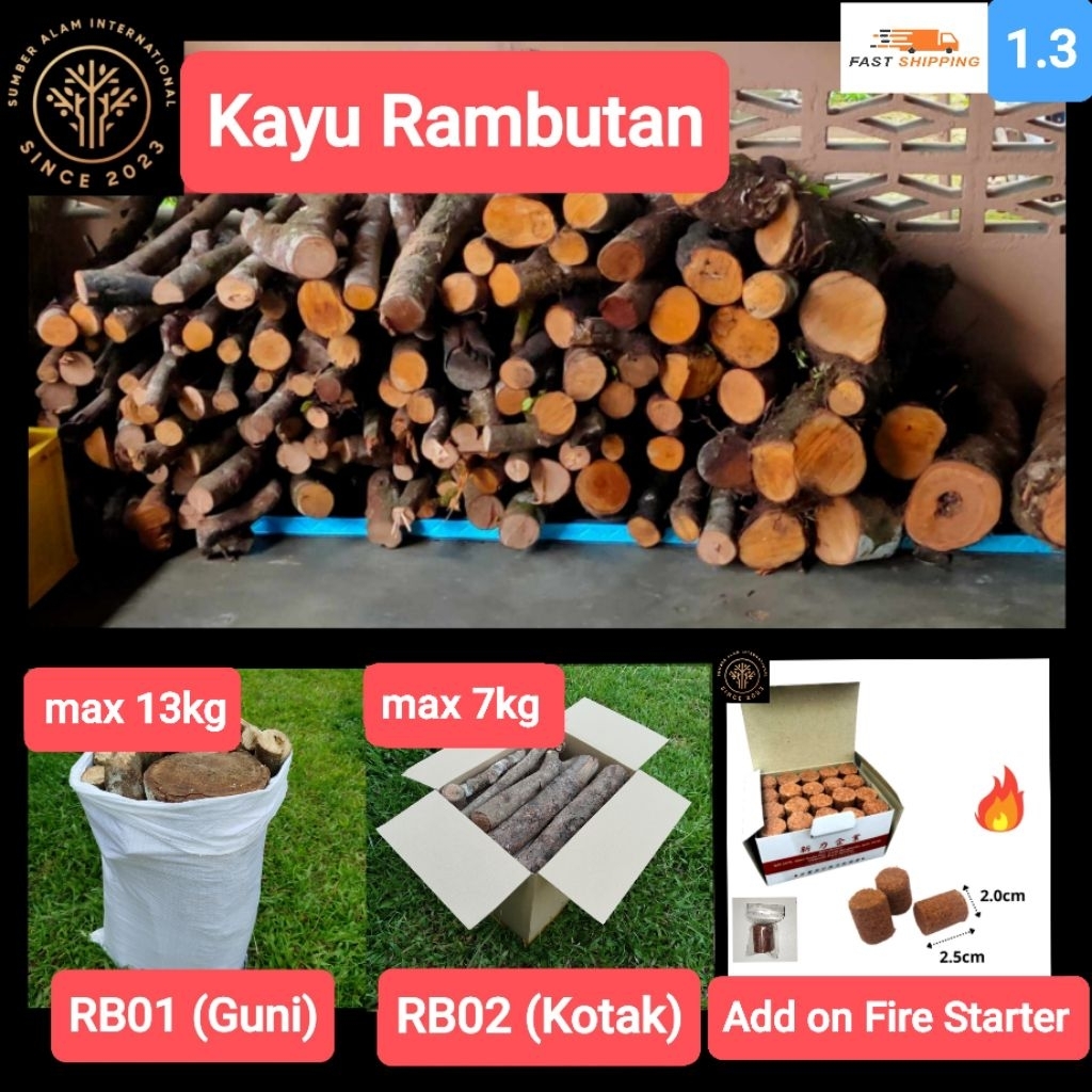 SAI2025🌟 KAYU RAMBUTAN Kayu Api Bakar Fire Wood | Campfire BBQ Salai ...