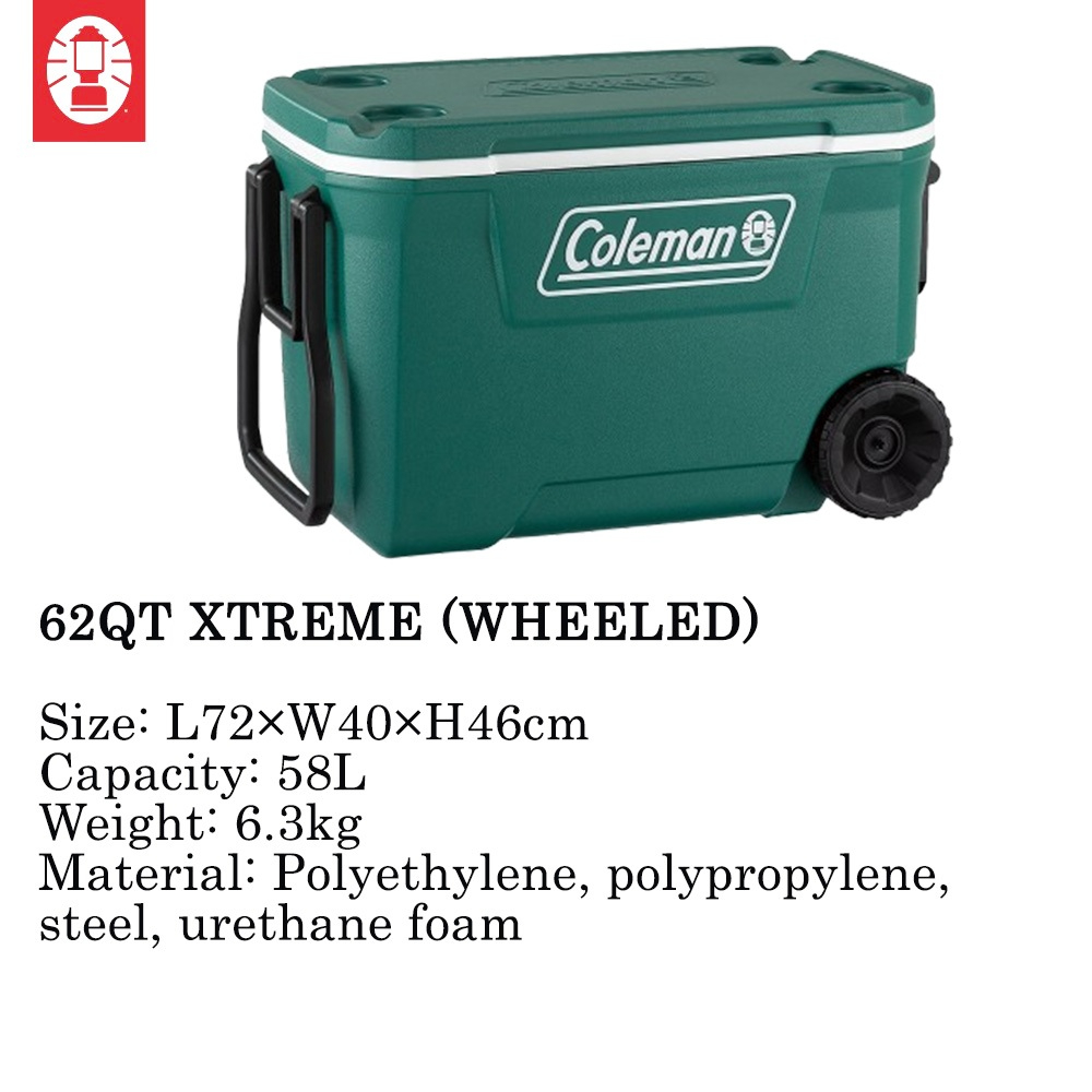 58 LITRES] Coleman Cooler Box ATLAS 62QT XTREME Wheeled Tahan