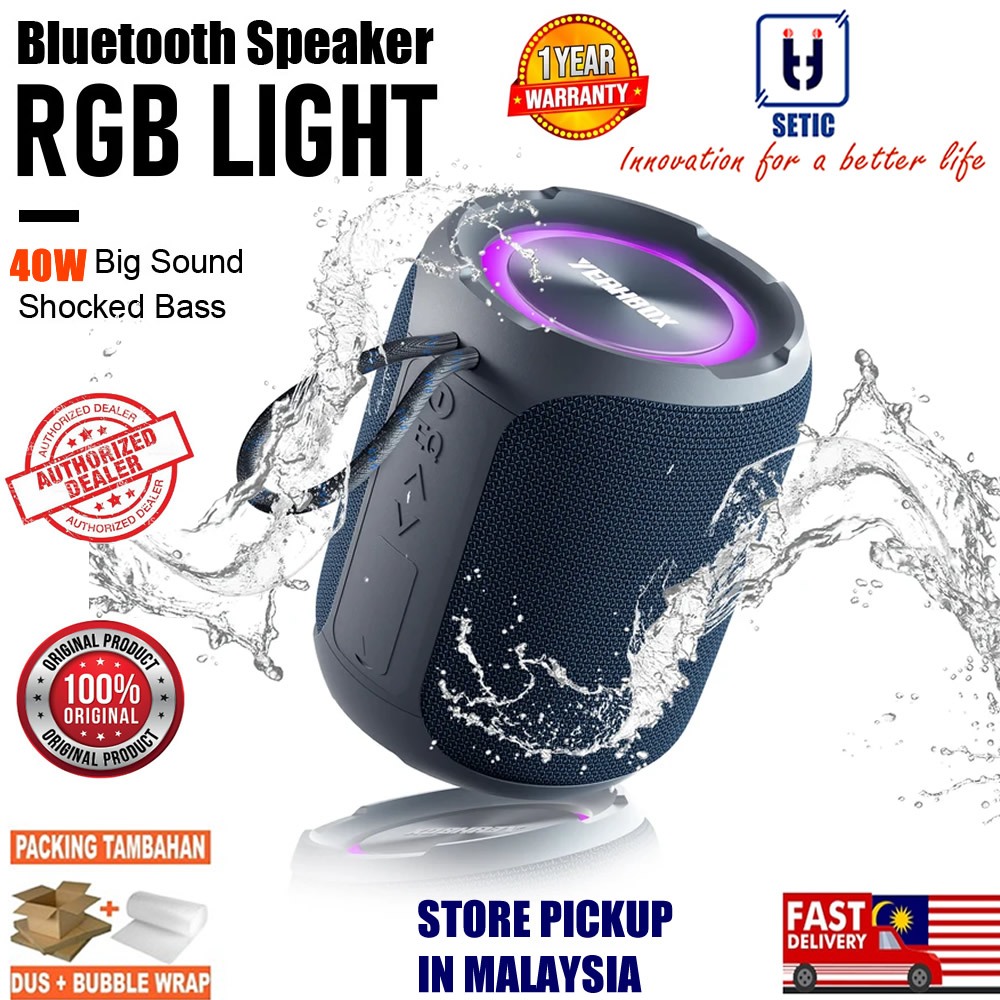 Setic RGB Portable Wireless Speaker IPX7 Waterproof Outdoor with Deep ...