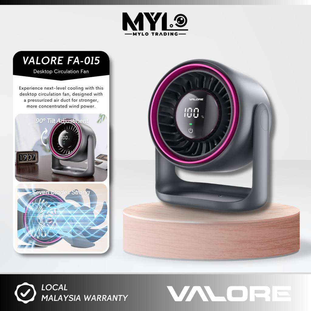VALORE FA-015 Desktop Circulation Fan | 90° Tilt Adjustment | Strong ...