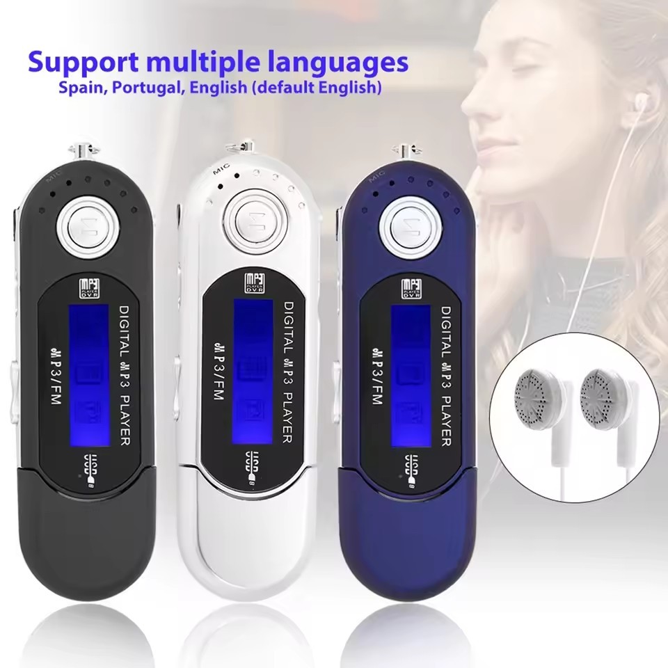 2 in 1 Mini MP3 Player Support 64G TF Card Small Flash Drive LCD Music ...