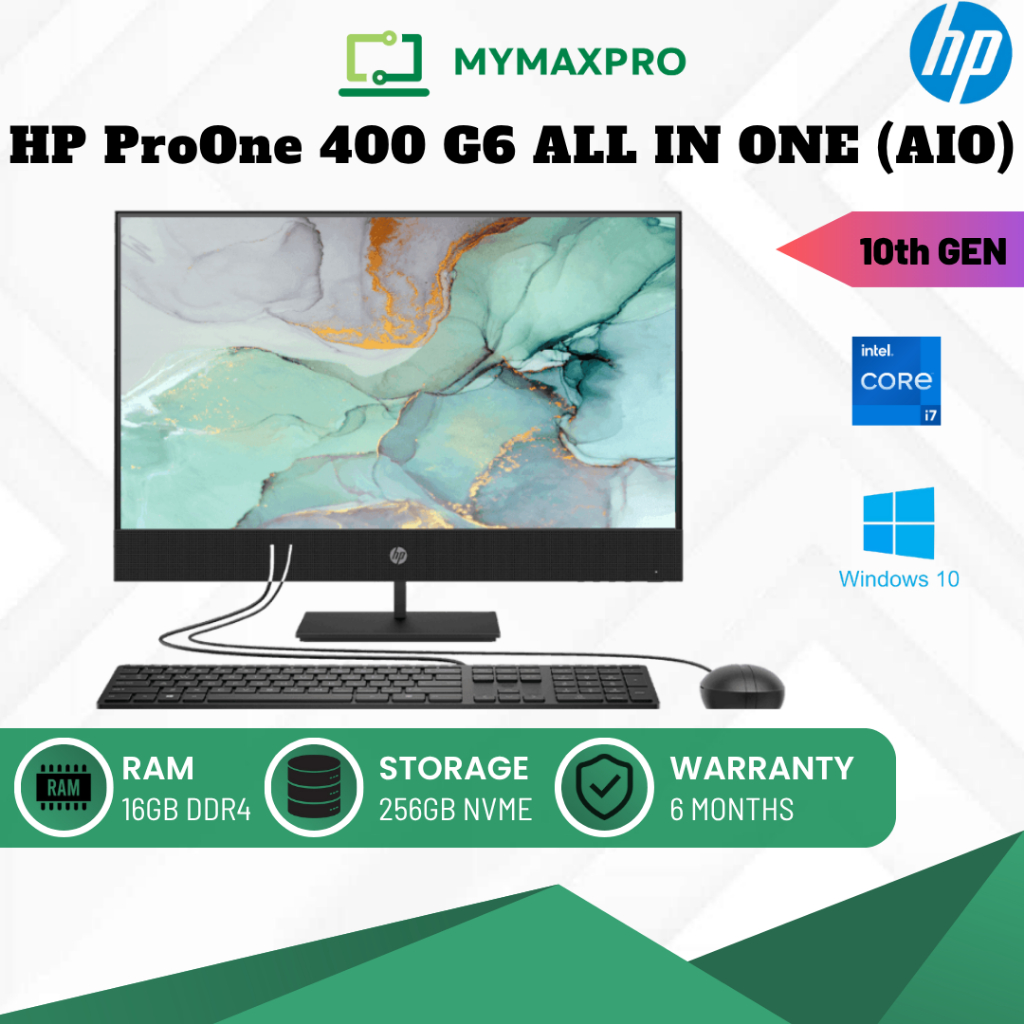 AIO HP ProOne 400 G6 Intel Core i7 (10th Gen) 16GB RAM 256GB