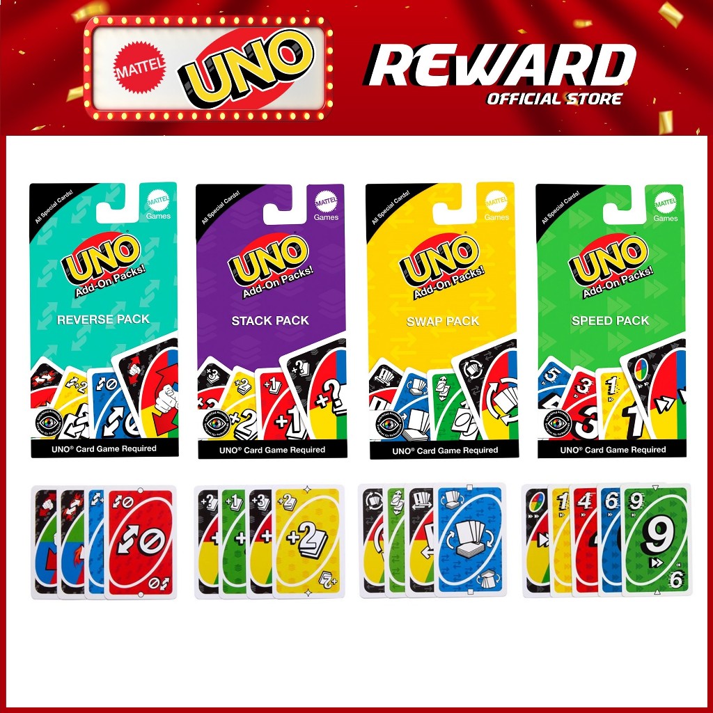 UNO Add-On Packs, Mattel ,16 Cards to Use with the UNO Game, Themed ...
