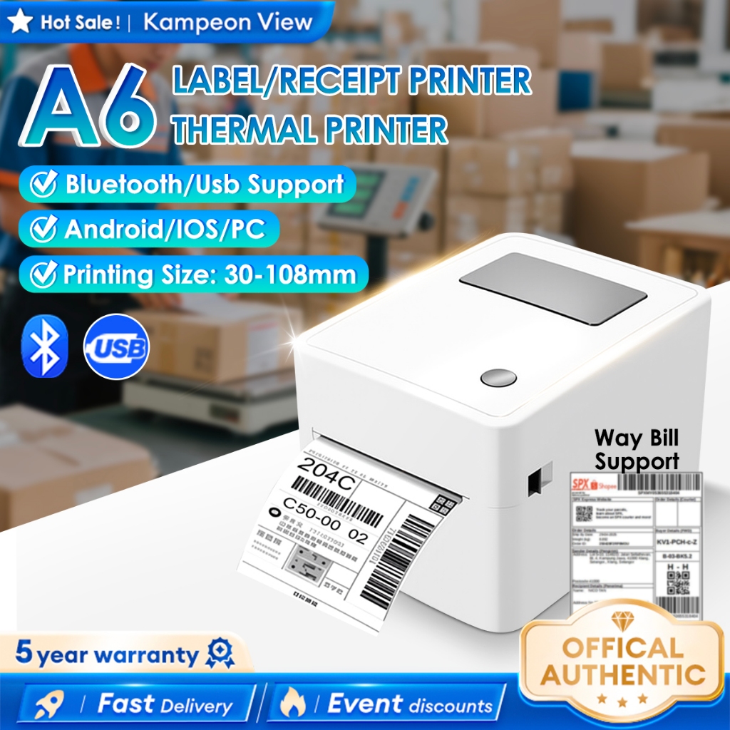 Thermal Printer WayBill Printer 110mm Printer A6 Size Bluetooth iOS ...