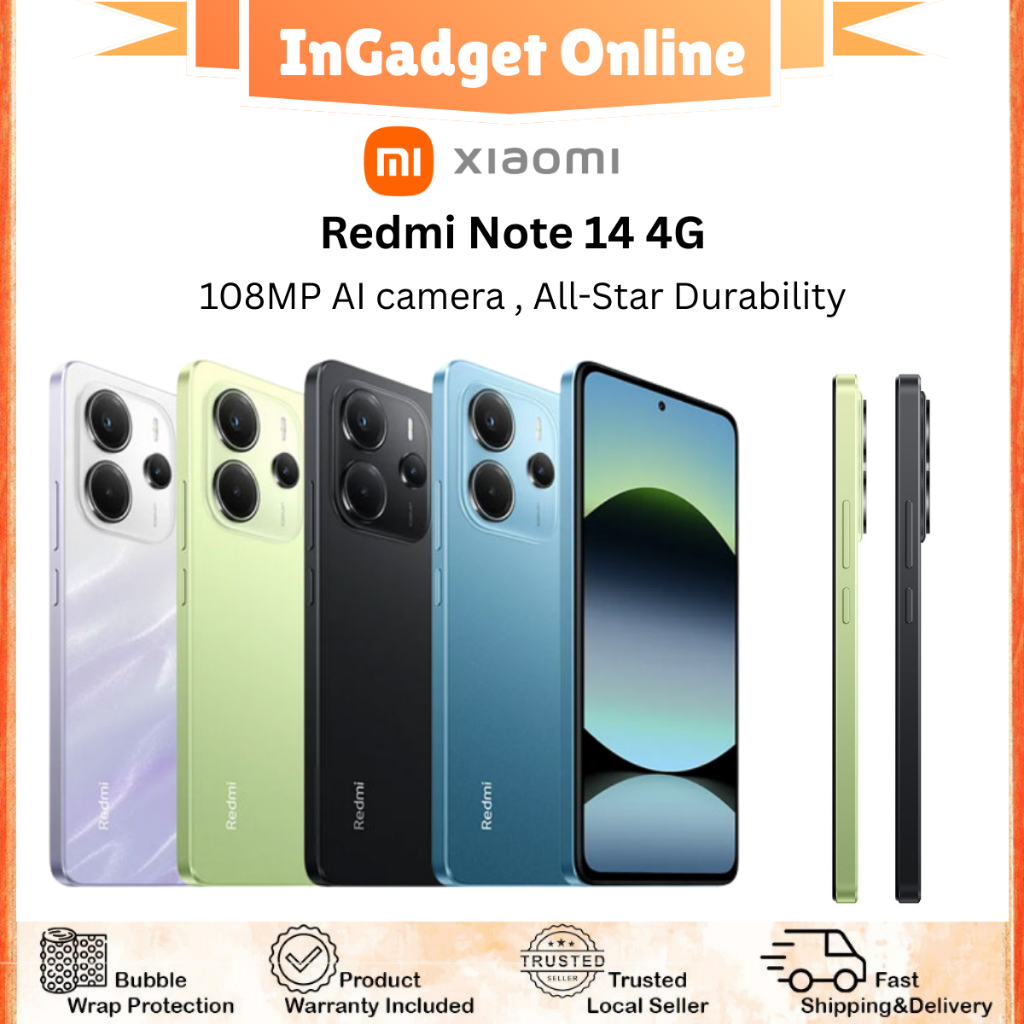 [PROMO] Redmi Note 14 4G (8GB RAM + 256GB ROM) NFC l 108MP AI camera ...