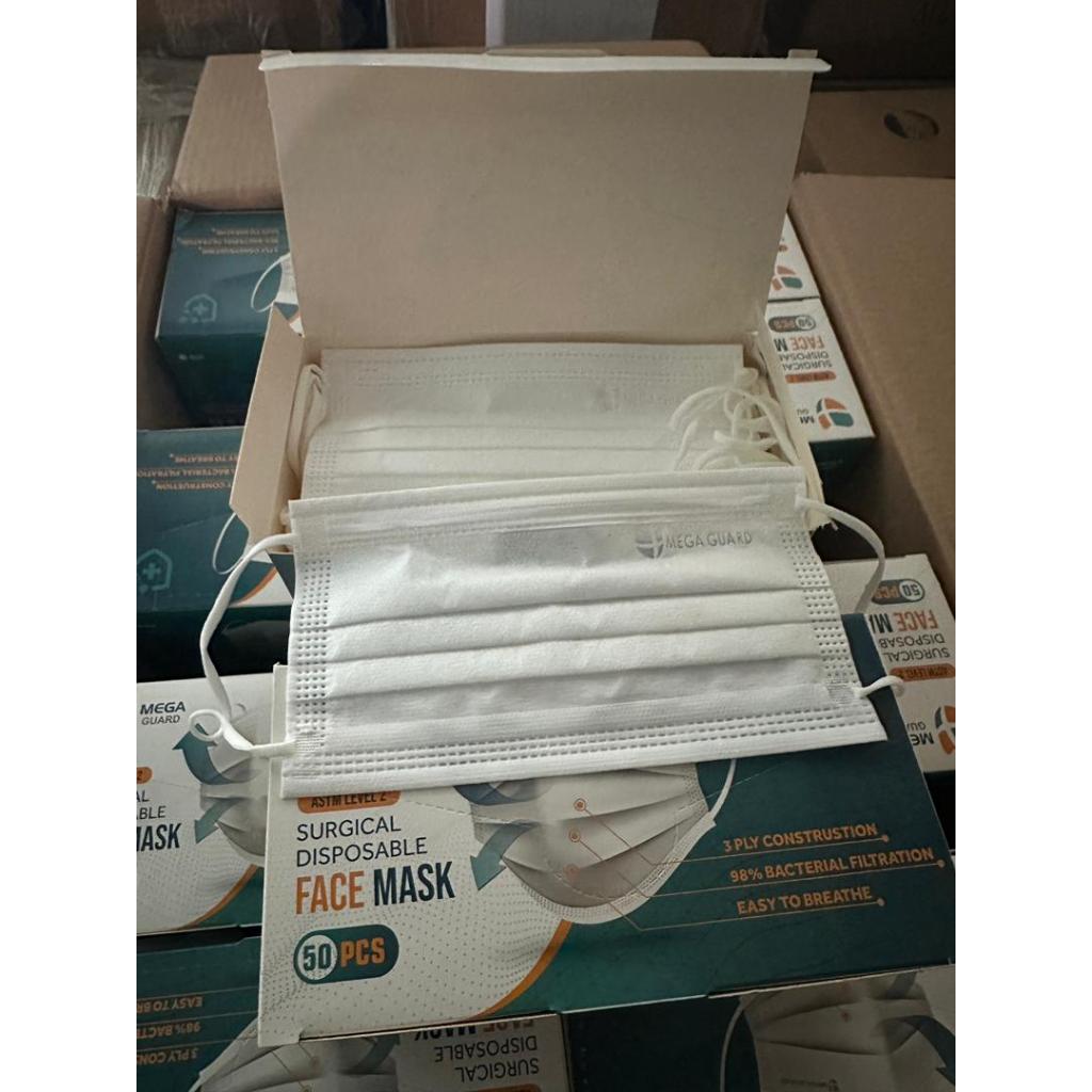 Clear Stock~！~！Mega Guard Surgical Disposable 3 Ply Face Mask White ...