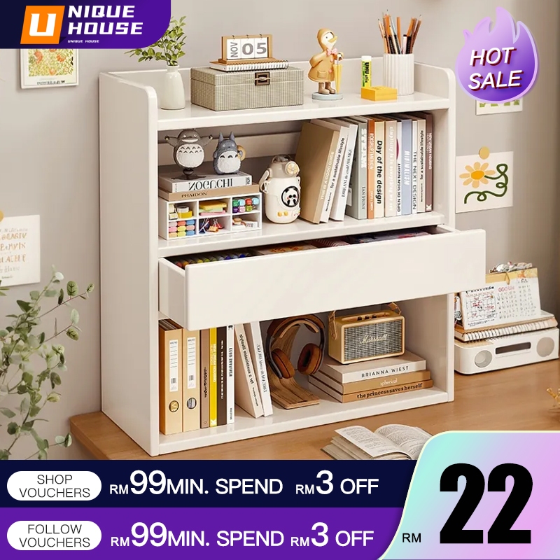 Desk Organizer Desk Rack with Drawer Book Shelf Rack Desktop Storage ...
