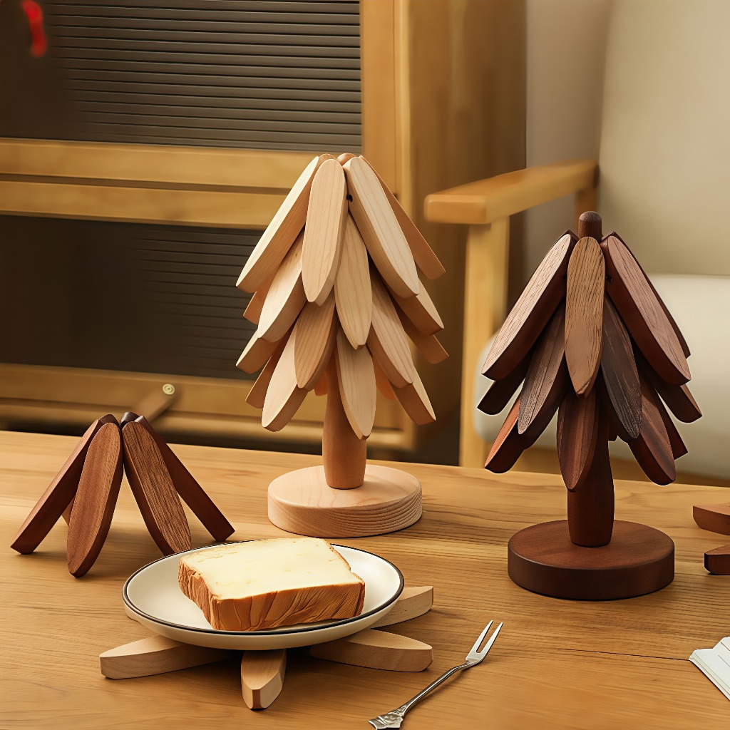 3/4PCS Tree Design Coaster Creative Wooden Anti-scalding Resistant ...