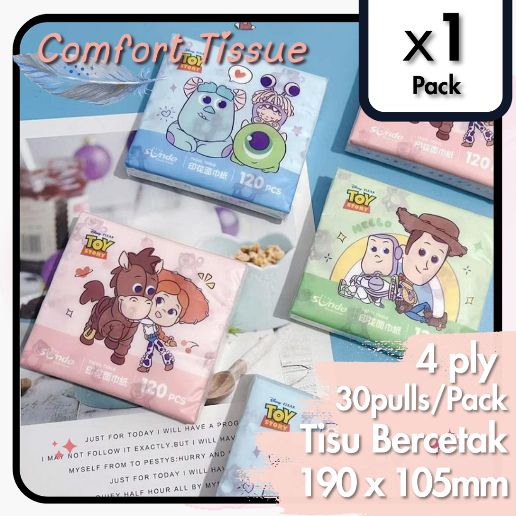 [1 Pack] 120pcs 40pulls Cartoon Toy Story Pocket Tissue | 3-Ply ...