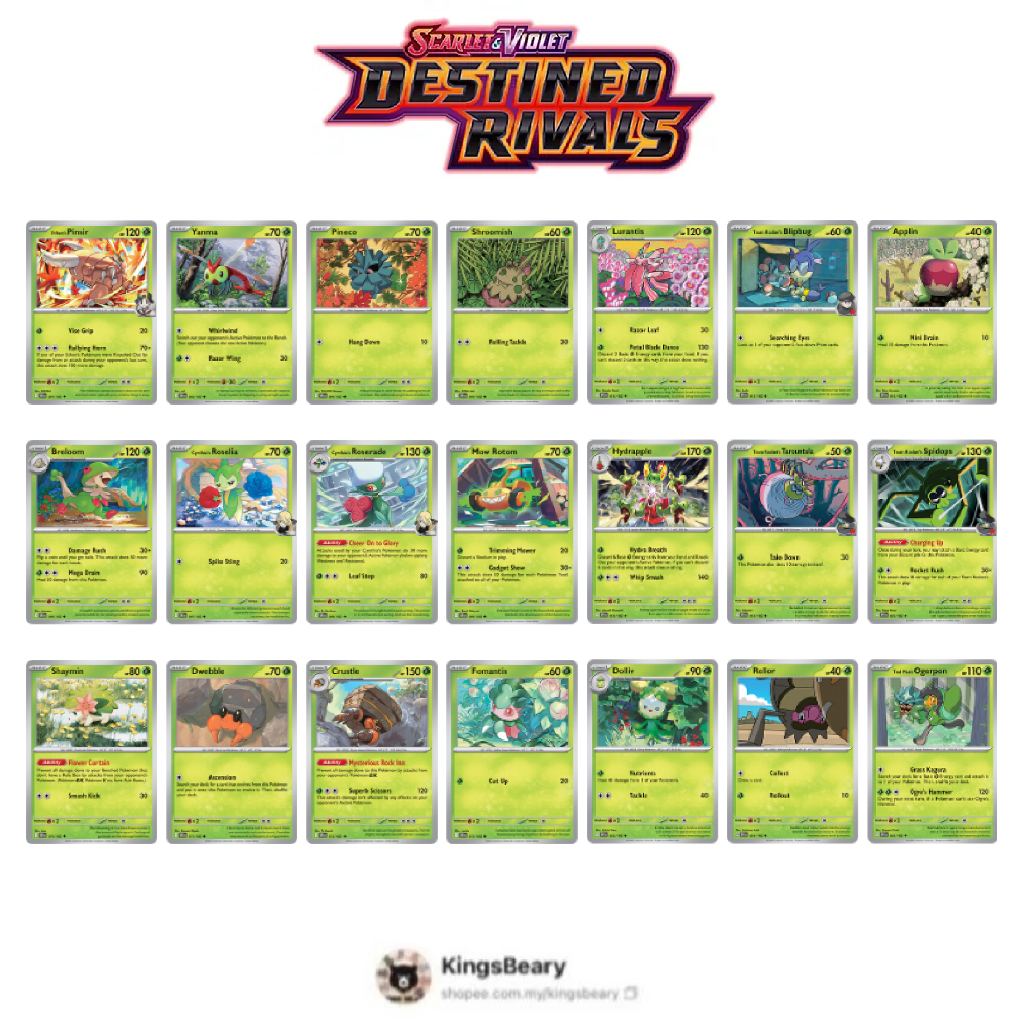 Destined Rivals | Common Uncommon Card | Grass type Pokemon Game Card ...