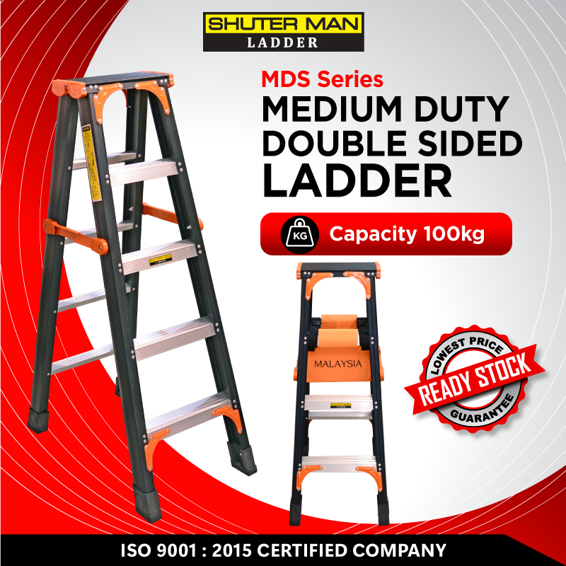 Shutter Man Aluminum Medium Duty Double Sided Ladder/Aluminum 4-14 ...