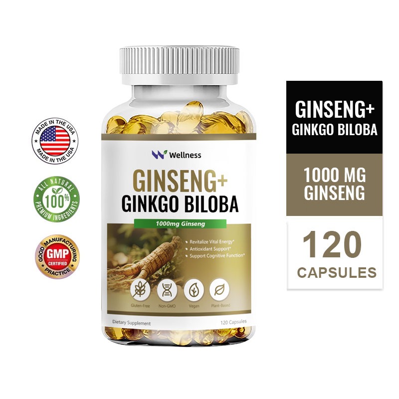 Picture of Wellness Ginseng + Ginkgo Biloba 1000mg Supports Cognitive ...
