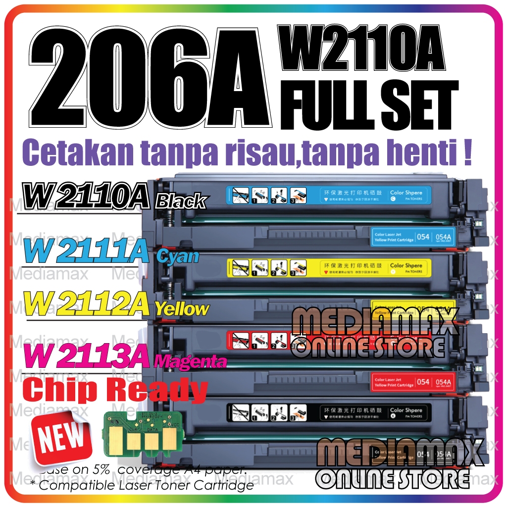 Compatible to HP 206A HP206A W2110A Color Laserjet Pro MFP M282nw ...