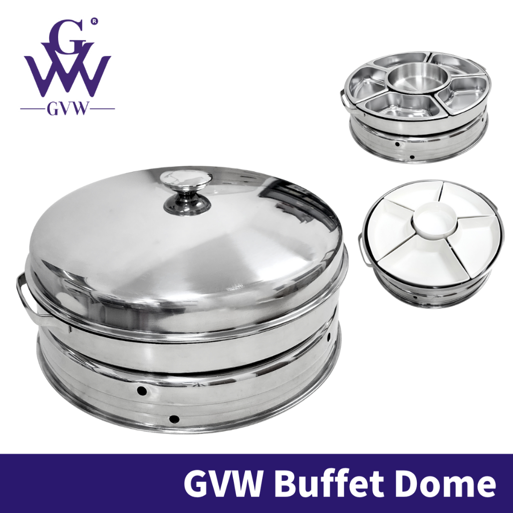 GVW Stainless Steel Ceramic Dome Set Buffet Warmer Round Food Tray ...