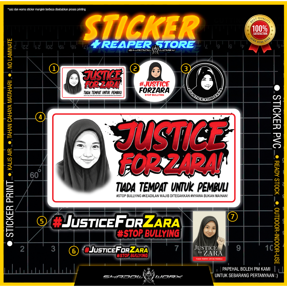 STICKER JUSTICE FOR ZARA PVC NO LAMINATE / KALIS AIR / (MOTOR / BASIKAL ...