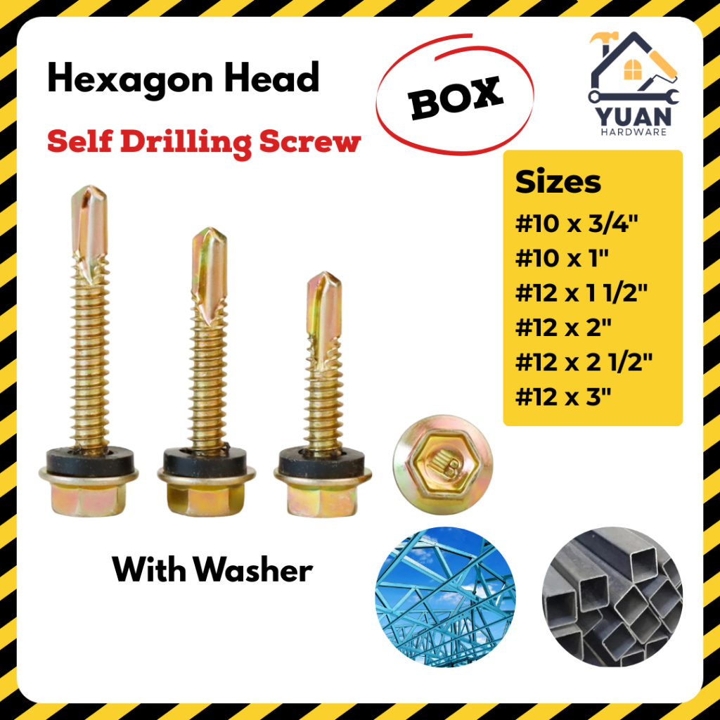 [Box] Hexagon 8mm MK Self Drilling Screw With Washer | Metal Screw ...