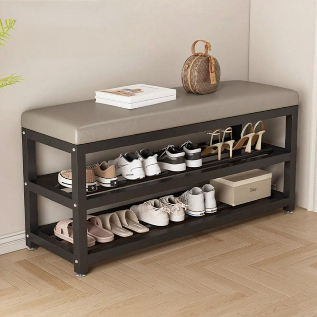 SEVENWOOD Rak Kasut Shoe Rack with Seat Storage Organizer 鞋架 Cabinet ...