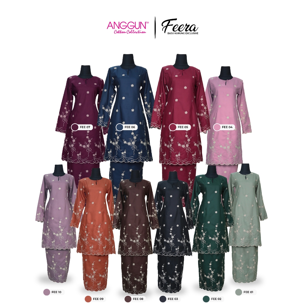 ANGGUN COTTON Baju Kurung Feera 10 Colour Material Germany Cotton ...