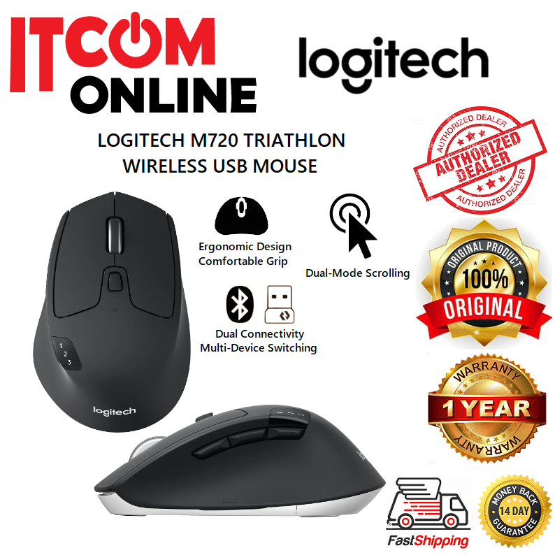 LOGITECH M720 TRIATHLON WIRELESS USB MOUSE (910-004792) BLACK | Shopee ...