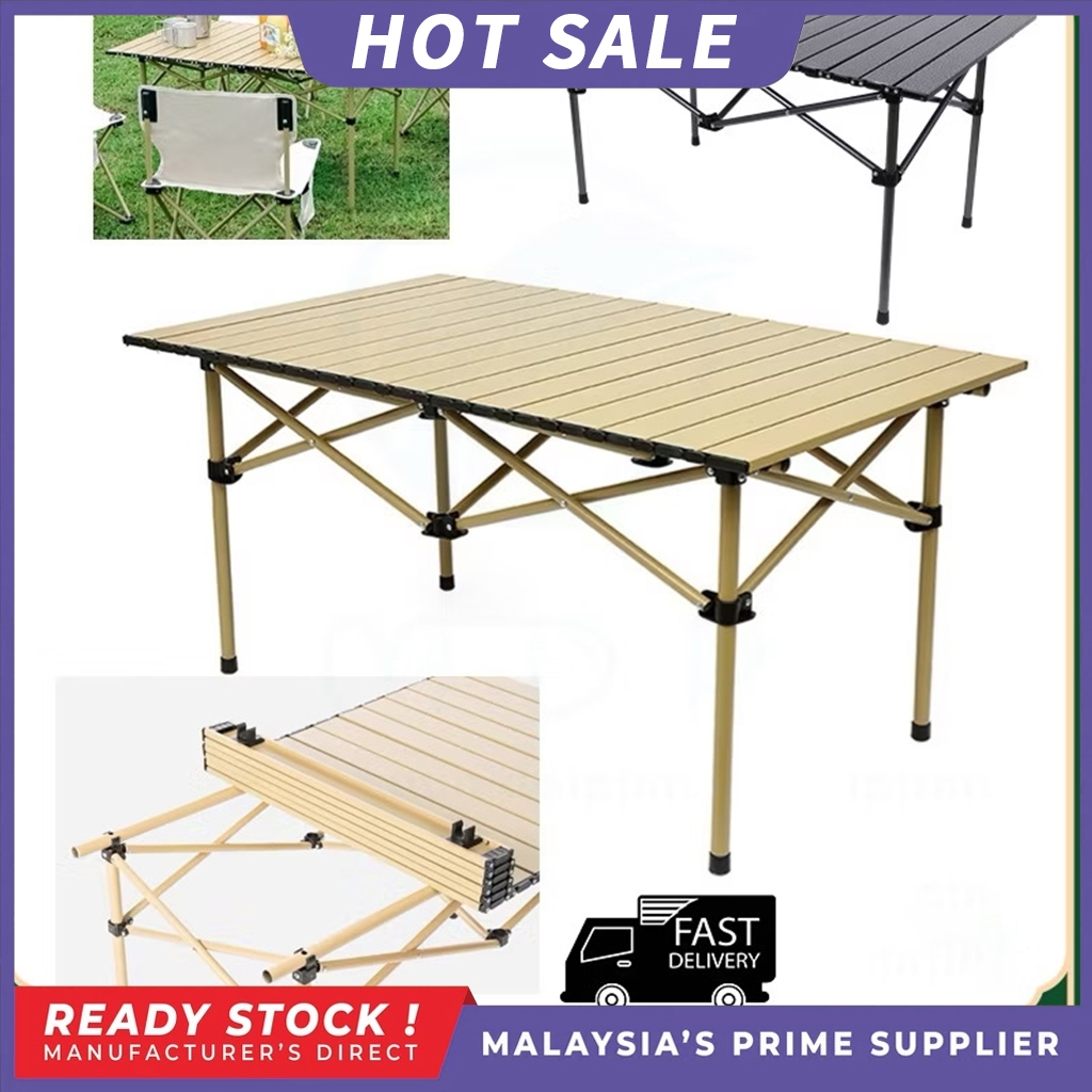 【Happyqy】Foldable Camping Table Portable Folding Meja Outdoor Garden ...
