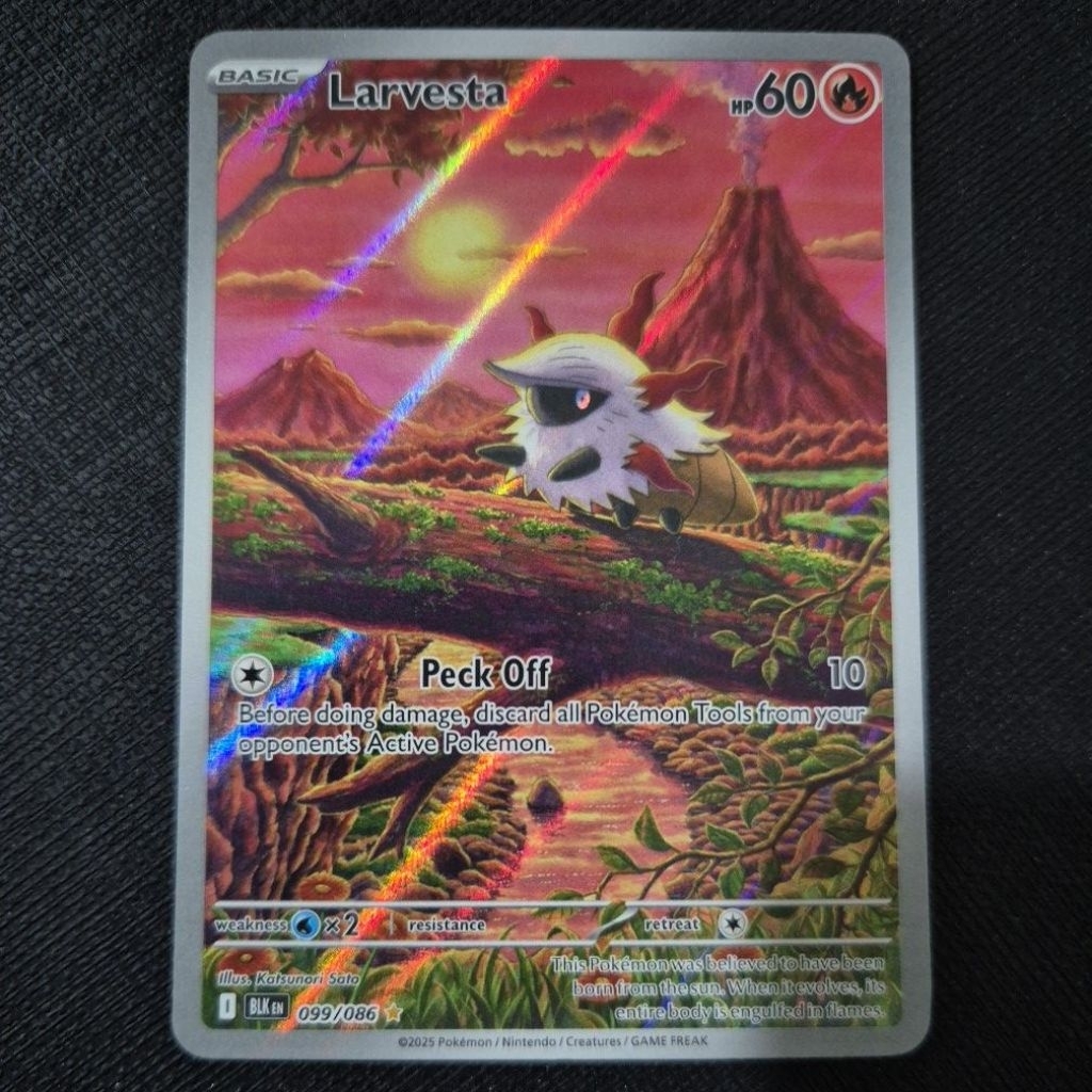 larvesta pokemon card - 018/086 (Master BALL Pattern) - SV11B: Black Bolt [MASTER BALL PATTERN] [Near Mint] Unknown Take Down This Pokemon also does 10 damage to itself. Pokemon Card TCG : SV10.5