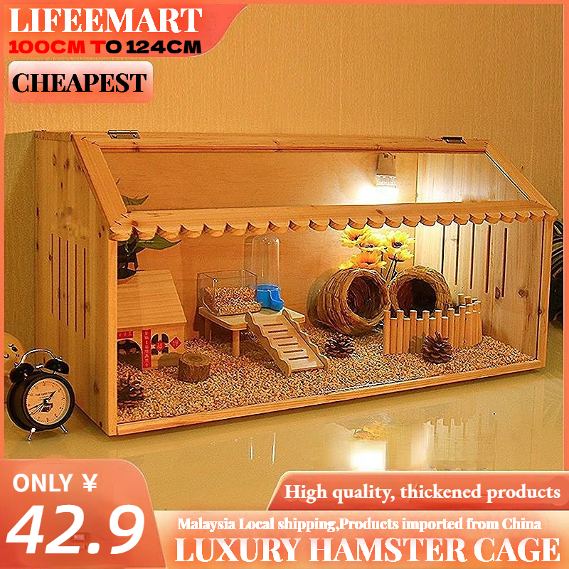 Curated visual reference: Fresh Look at Luxury Villa Wooden Hamster Cage Formaldehyde Free Natural Golden Bear