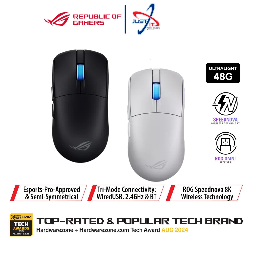 ASUS P723 ROG HARPE II ACE WIRELESS GAMING MOUSE - BLACK / WHITE ...