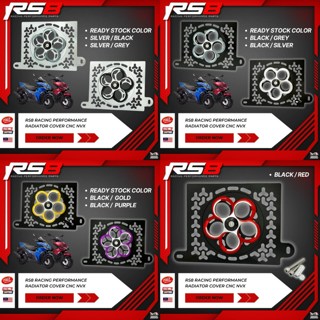 (RS8) Yamaha Nvx155 Nmax v1 v2 Radiator Cover with fan CNC Alloy ...