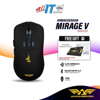 Armaggeddon Mirage V 2.4G Wireless Gaming Mouse with Tri-Mode Connectivity, Lightweight Design, Macro-Able Button